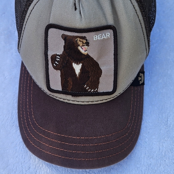Goorin Bros Hat Brown Cap Grizzly Bear Logo Mesh Snapback Adjustable Trucker - Picture 1 of 4